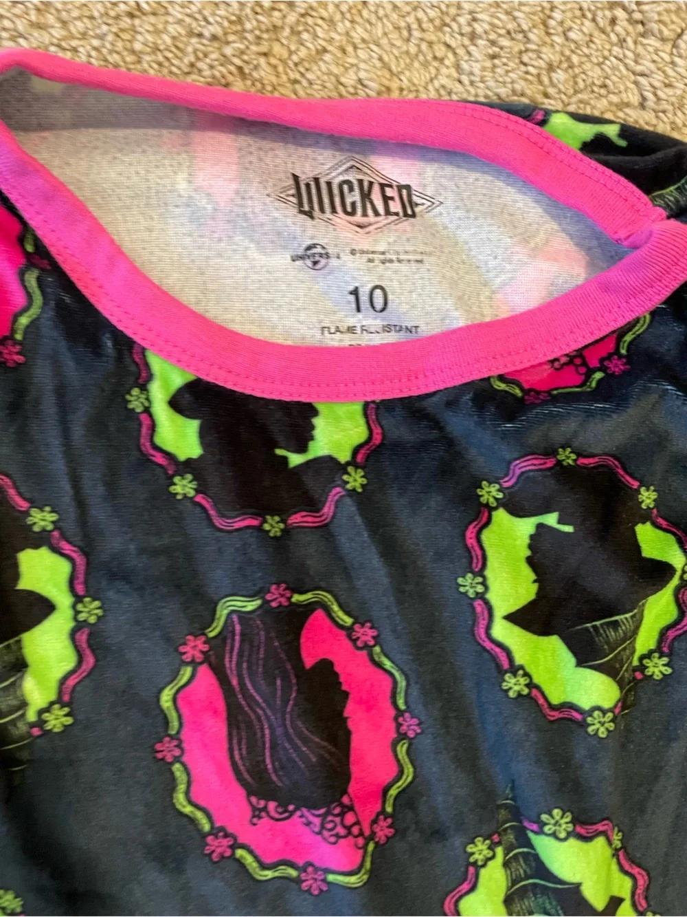 Girls Black Pink & Green WICKED Pajama Set